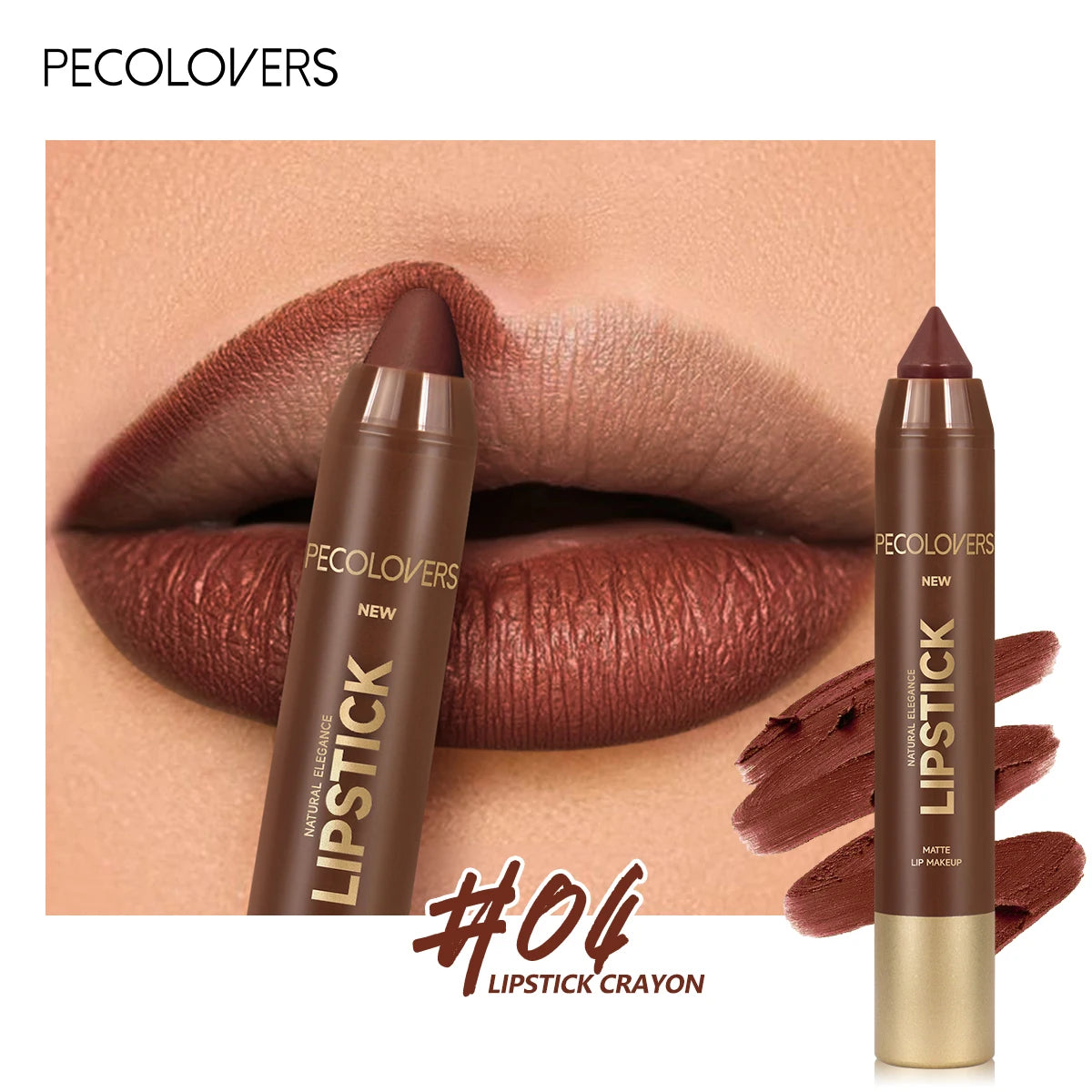 2In1 Matte Lipstick Pencil Waterproof Long Lasting Lip Brown Velvet Qme 04