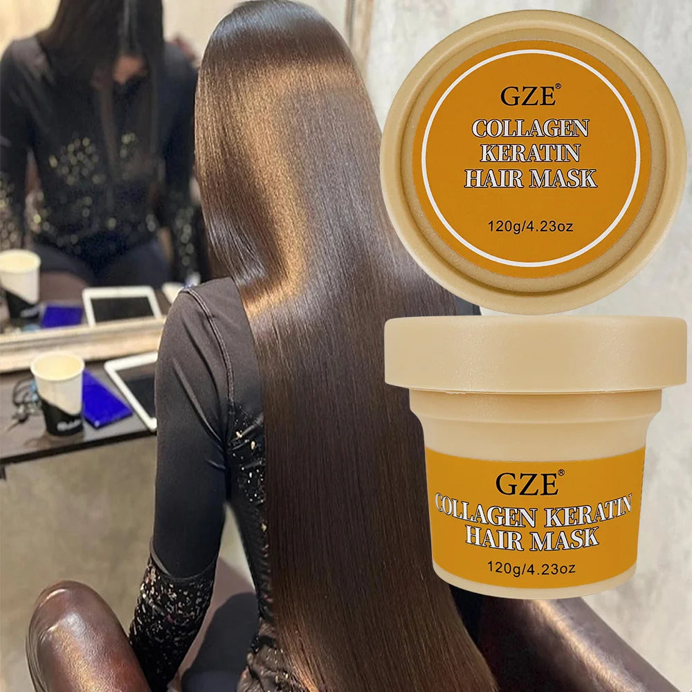 GZE Collagen Keratin Hair Mask Silkening Heat Protection Moisturizing Stay Fragrant Anti-Frizz Refreshing Essence Gentle Control Qme