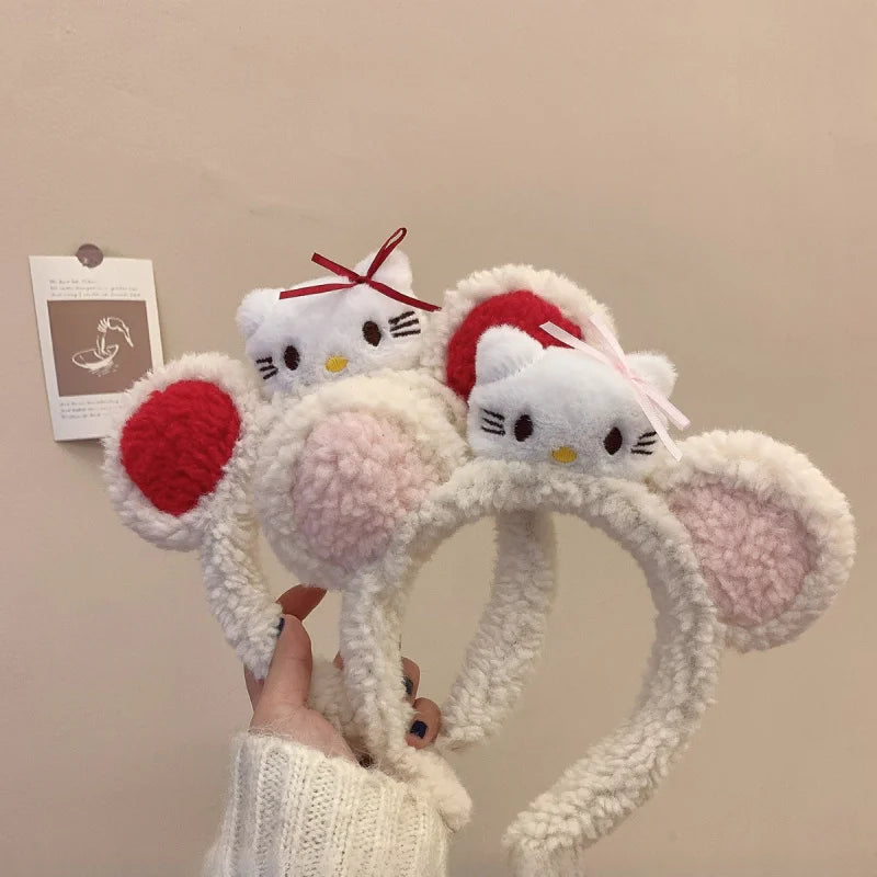 Hello Kitty Sweet Cartoon Headband Cute Bow Versatile Hair Accessory Qme
