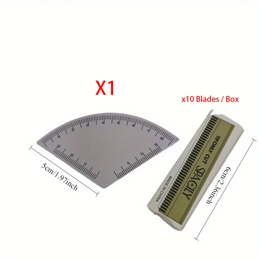 1PC Brow Shaping Stencil+Eyebrow Razors - 10 Blades, Instant Brow Shaper - Multi-Style Template Kit for Fast & Precise Shaping Qme Stencil Set