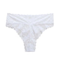 Soft Mid Waist Lace Panties Flower Transparent Underwear Women Qme White S 1pc