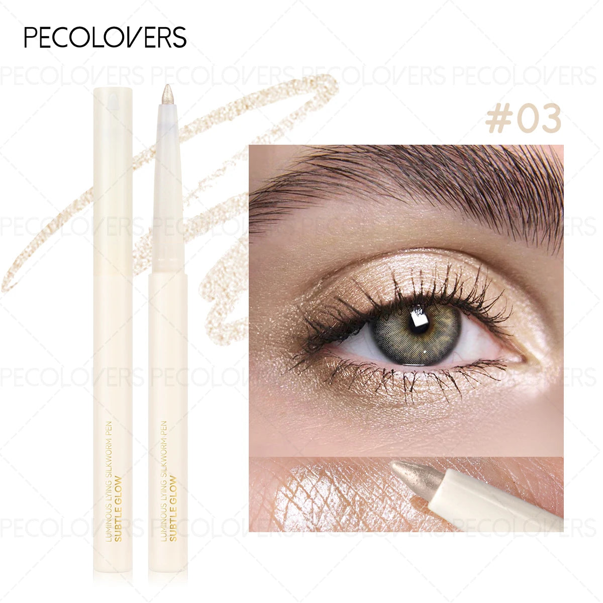 Pearlescent Highlighter Eyeshadow Pen Long-lasting Glitter Finish Qme 03