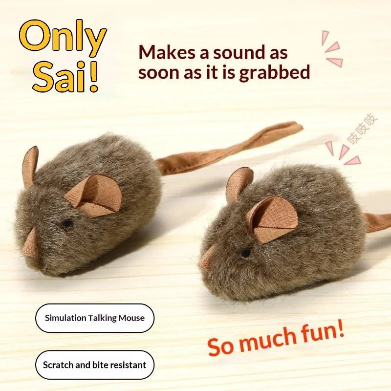 Plush Cat Toy Simulation Mouse Realistic Chirping Feature Kitten Qme