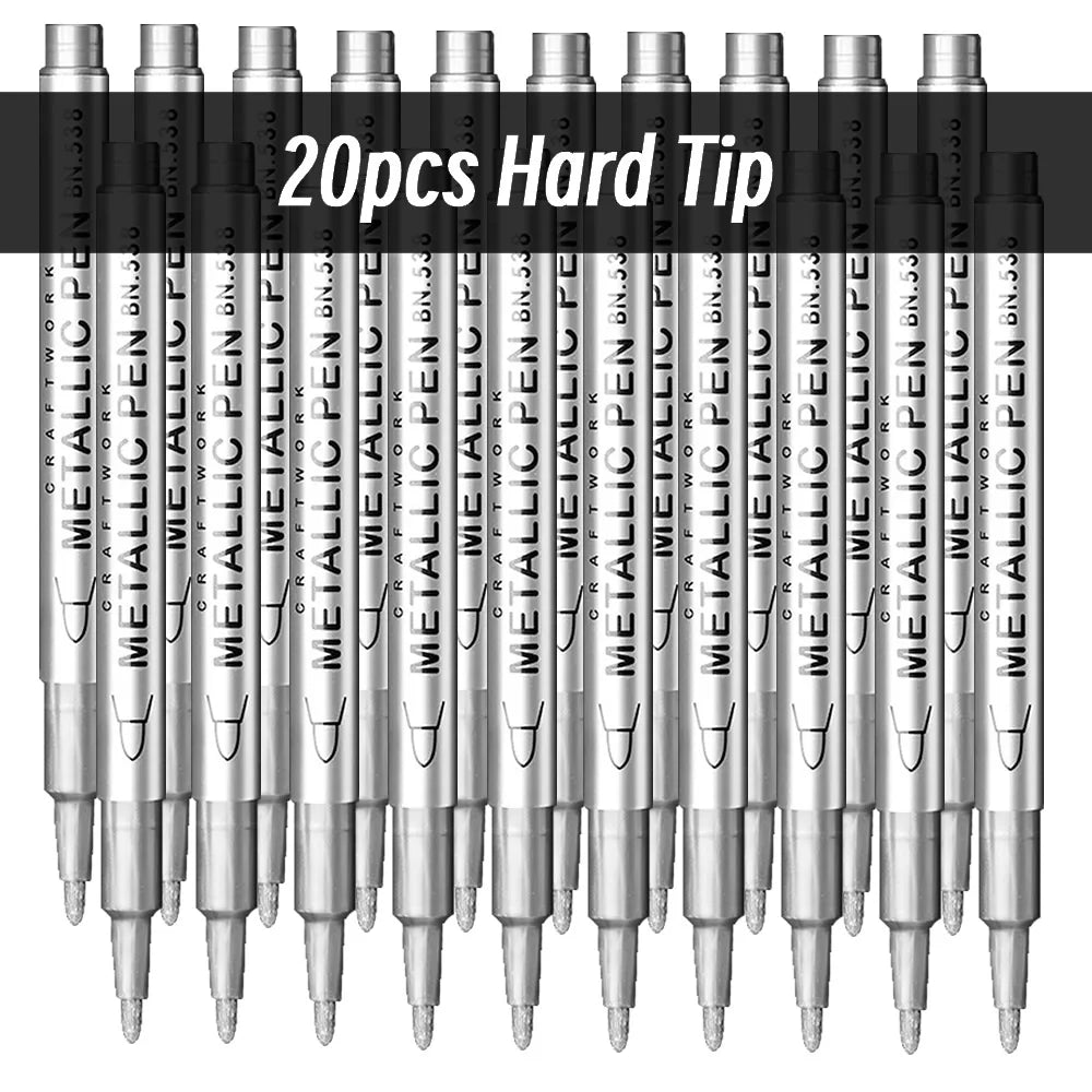 Brush Metallic Paint Marker Pens Gold Silver Permanent Art Manga