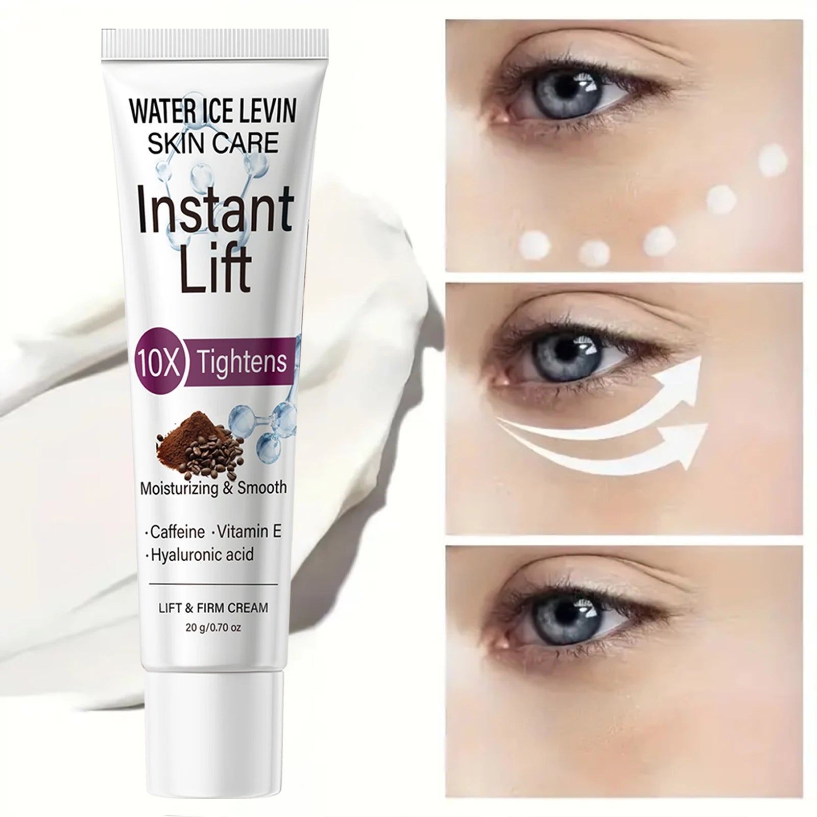10X Tightening Eye Cream with Caffeine & Hyaluronic Acid, Instant Lift & Moisturizing Qme