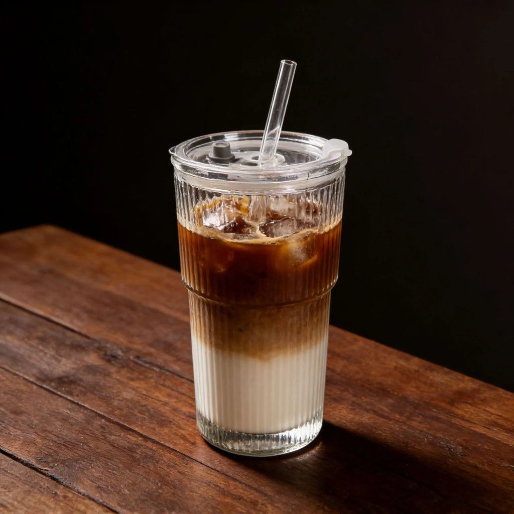 Large Capacity Cup Aesthetic Coffee Lid Water Simple Straw Vertical Qme 1pc 401-500ml