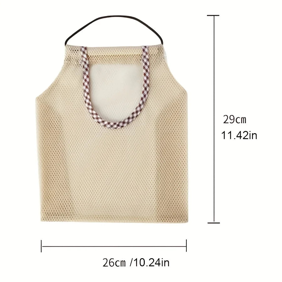 1pc Classic Style Hanging Mesh Storage Bag with Window-View - Multipurpose Fabric Shelf Basket for Fruit and Vegetable Qme