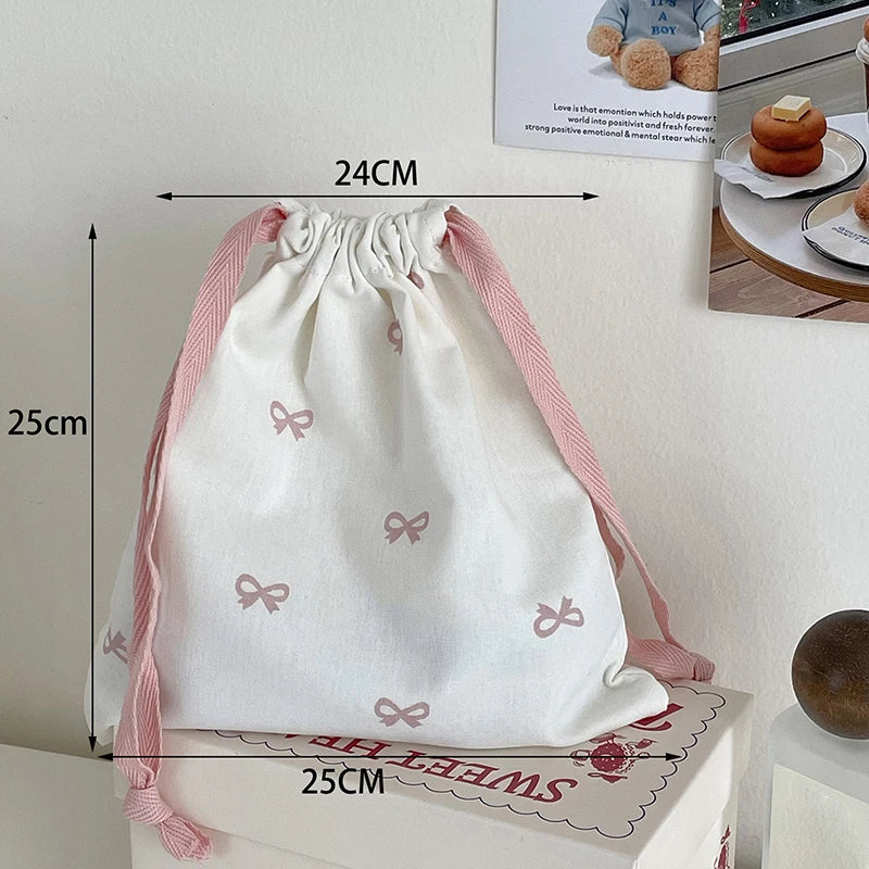 Makeup Bag Underwear Clothing Portable Organizer Cute Pink Bowknot Qme pink-L