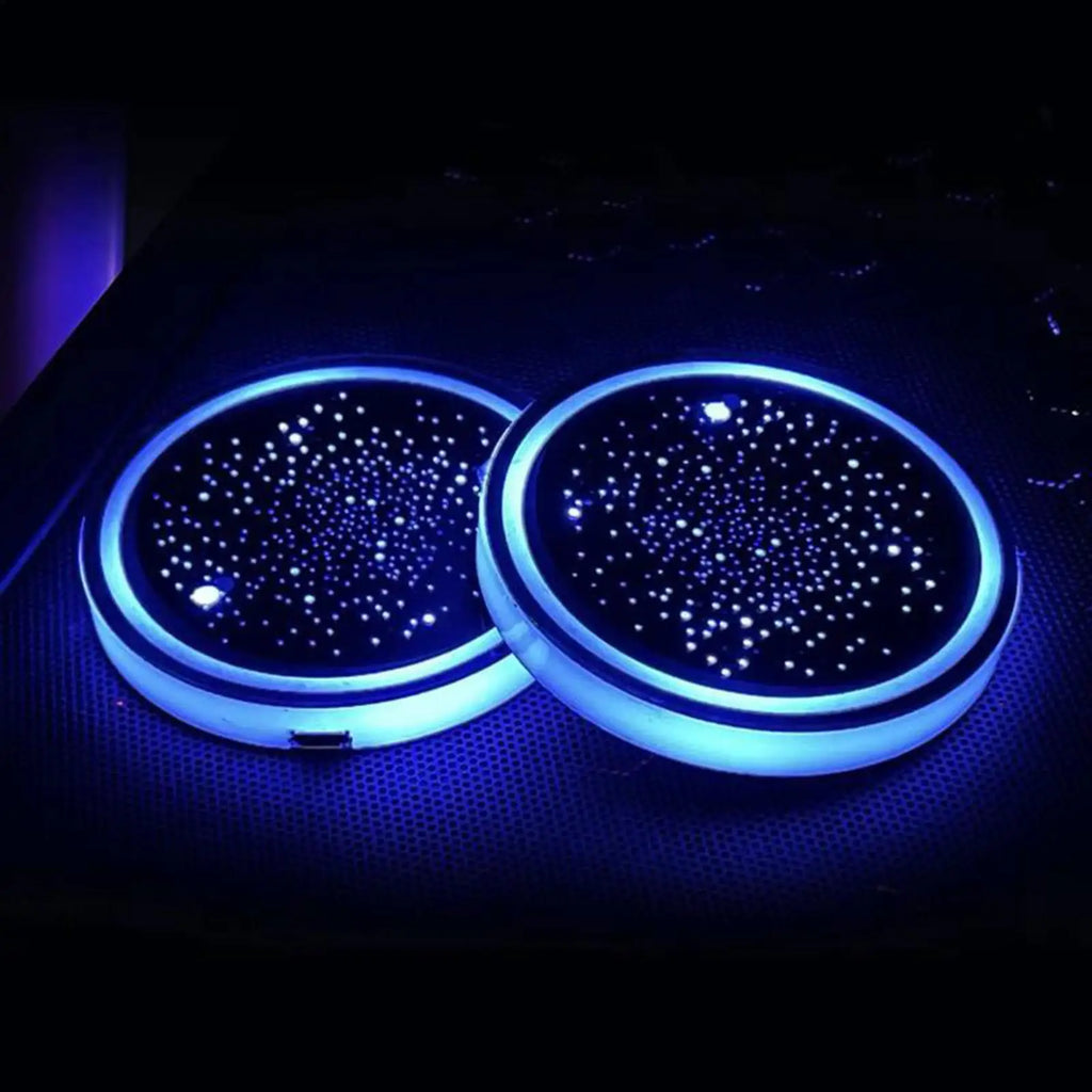 LED Cup Holder 7 Color Changing Decoration Pad Accessories Led Car Coasters for Truck Vehicles Automotive Indoor Interior Qme