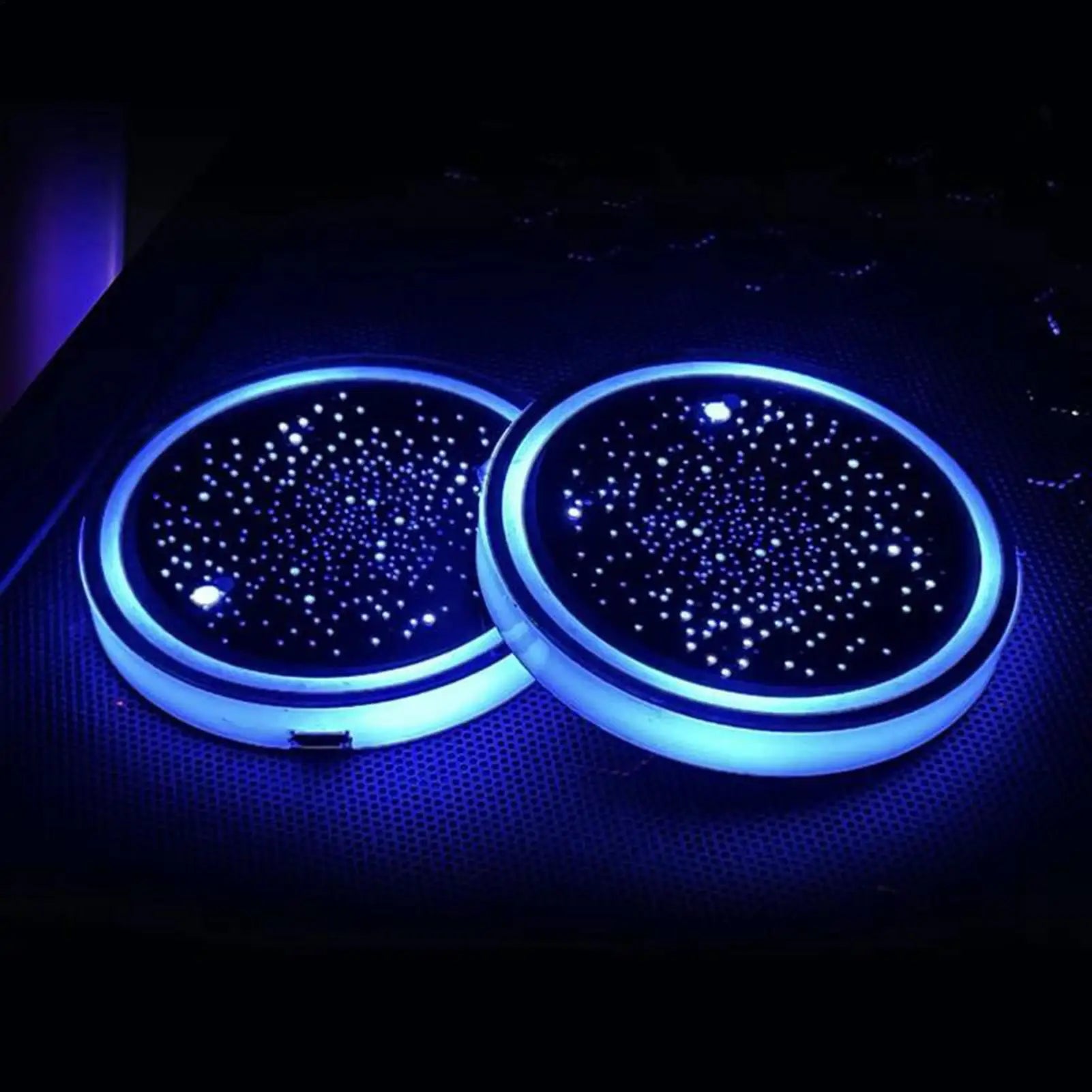 LED Cup Holder 7 Color Changing Decoration Pad Accessories Led Car Coasters for Truck Vehicles Automotive Indoor Interior Qme