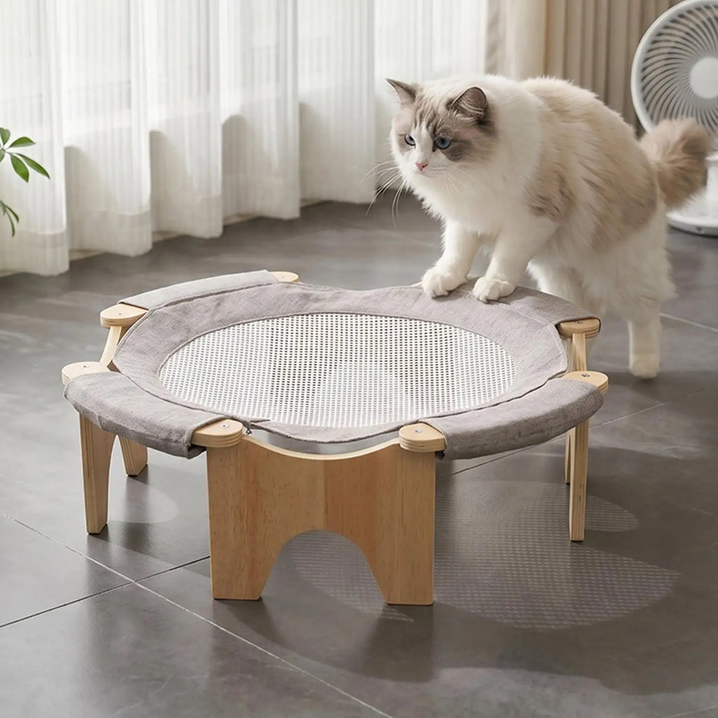 Elevated Cat Bed Wooden Stand Cooling Damp-Proof Indoor Pet Supplies Cat Hammock Stand Sleeping Bed For Small Medium Kitten Qme China Mainland
