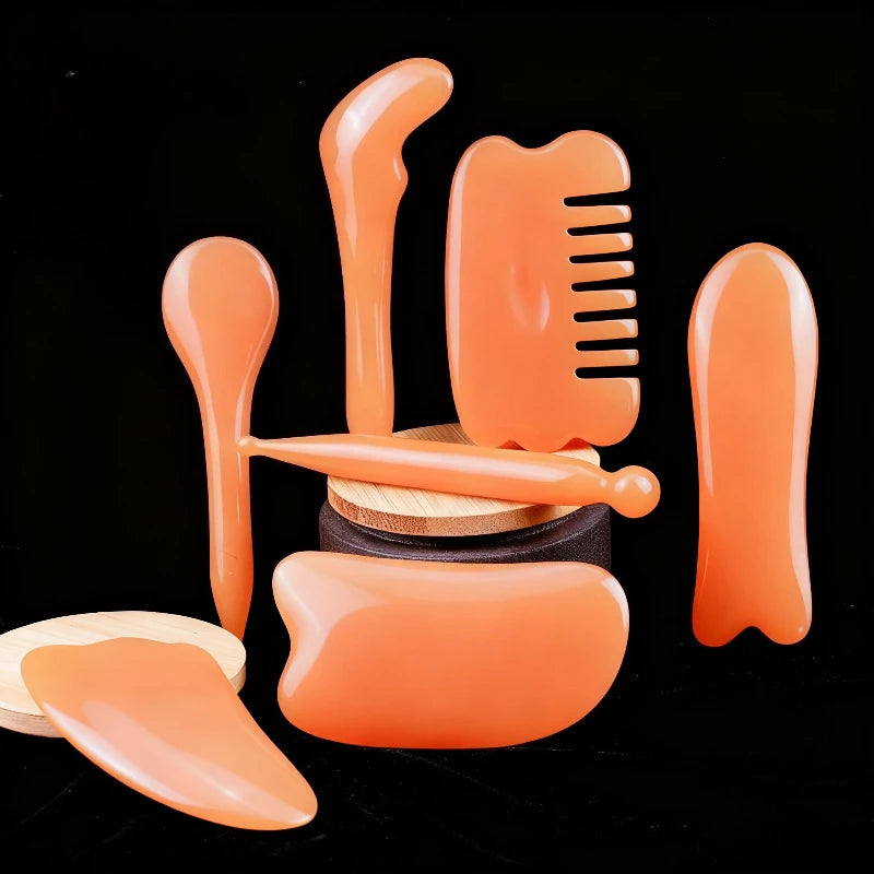 7-Piece Gua Sha Beauty Massage Tool Natural Resin Scrapers Relaxing Qme