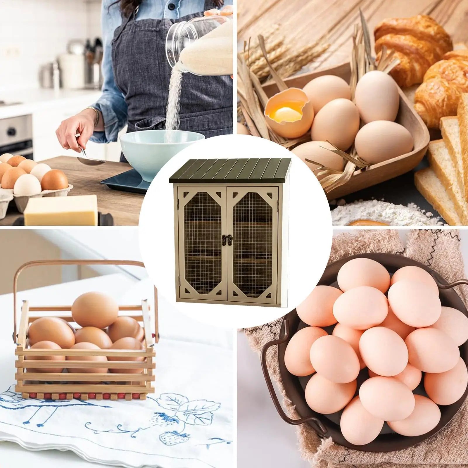 Fresh Egg Holder Rustic Cabinet With Double Doors Egg Organizer With Wire Mesh Window For Home Kitchen Pantry Cabin Coop Farm Qme CN