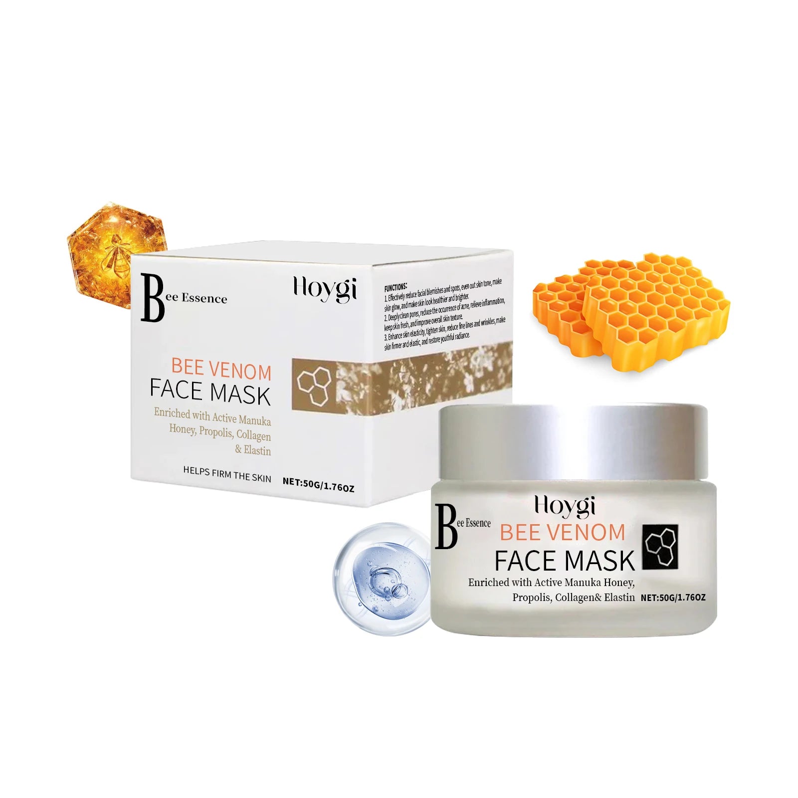 Propolis Facial Mask Moisturizing Brightening & Pore Purifying Soothing Bee Venom Firming Skin Facial Care Mask Nourishing Qme 1Pcs