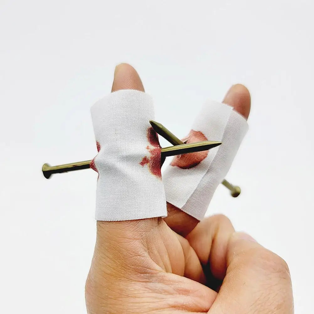 Fake Nail Through Finger Prank Toy Kids Novelty Magic Friend Halloween Scare Trick Joke Toy Practical Fool Jokes Gags Qme