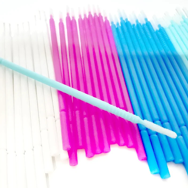 100pcs/Pack Bendable Micro Brushes Disposable Microbrush Applicators Eyelash Extensions Eyelash Glue Cleaning Brush for Eyelash Qme