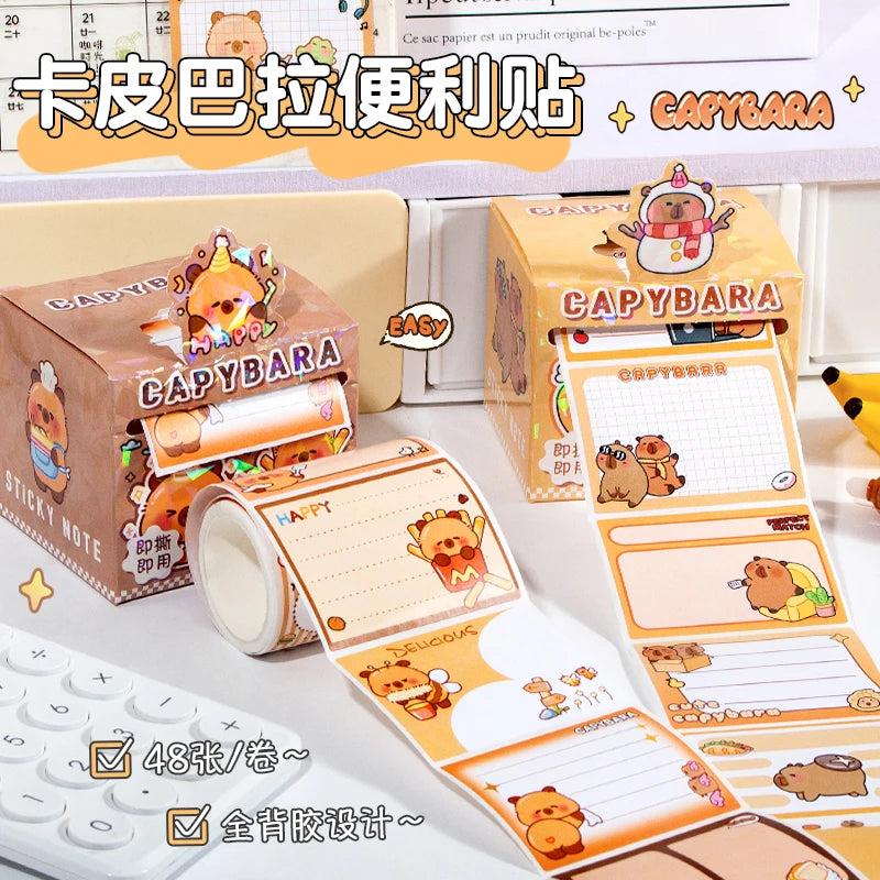 40 Sheets/Bag Cute Capybara Pull Tab Notes for DIY Scrapbooking, Meeting Memo, Schedule Reminder, File Management, Study Office Qme