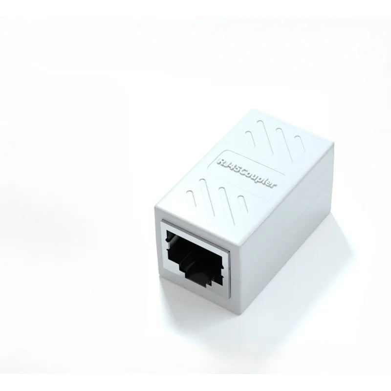 10pcs Black Ethernet Adapter Lan Cable Extender Splitter for Internet Connection Cat5 RJ45 Splitter Coupler Contact Modular Plug Qme white