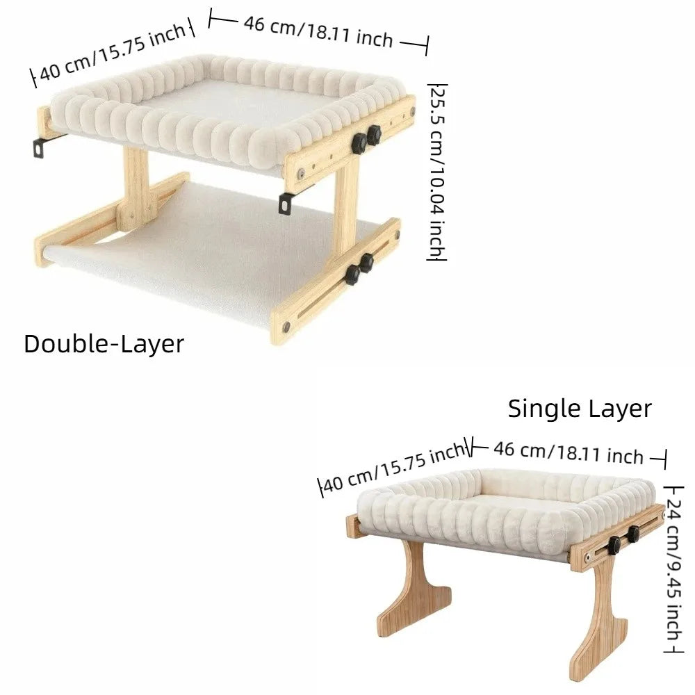 Easy To Assemble Adjustable Cat Window Perch Wooden Frame Detachable Cat Hammock Cushion Cat Window Bed Home Use Qme