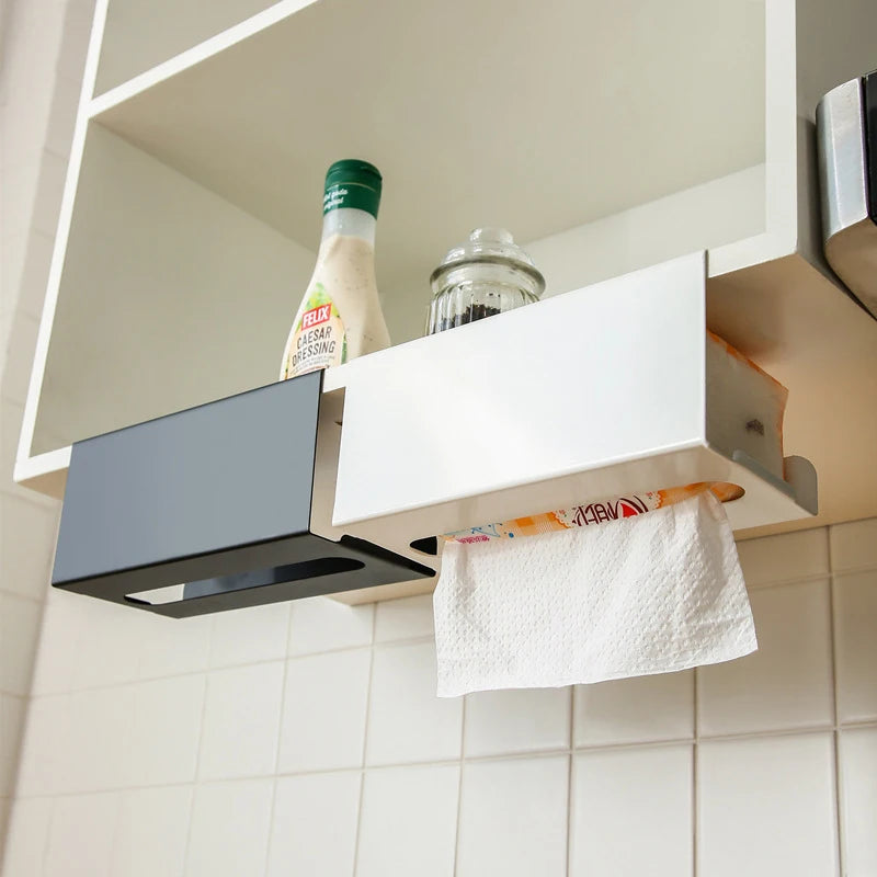 Under Cabinet Holder Paper Towel Kitchen Iron Material Tissue Box Qme