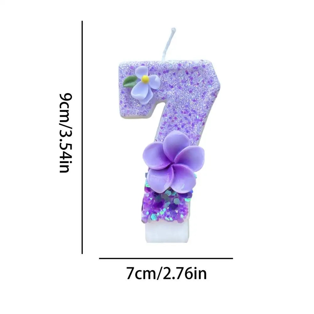 Number Birthday Candles Glitter Sequins Cake Toppers Floral Design Qme 7 CN