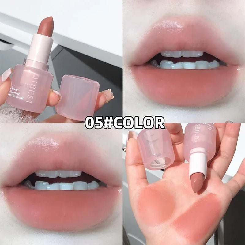 QIBEST Waterproof Lipstick Red Nude Lip Stain Moisturizing Natural Lipstick Highly Pigmented Lip Tint Long-lasting Makeup Gift Qme 05