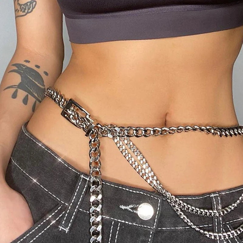Multi Layer Metal Chain Belts Women Waistbands Long Tassel Waist Qme