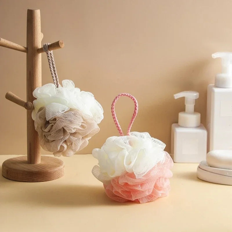 Soft shower sponge, 3D flower design, gentle exfoliating shower bag with handle, suitable for both men and women Qme