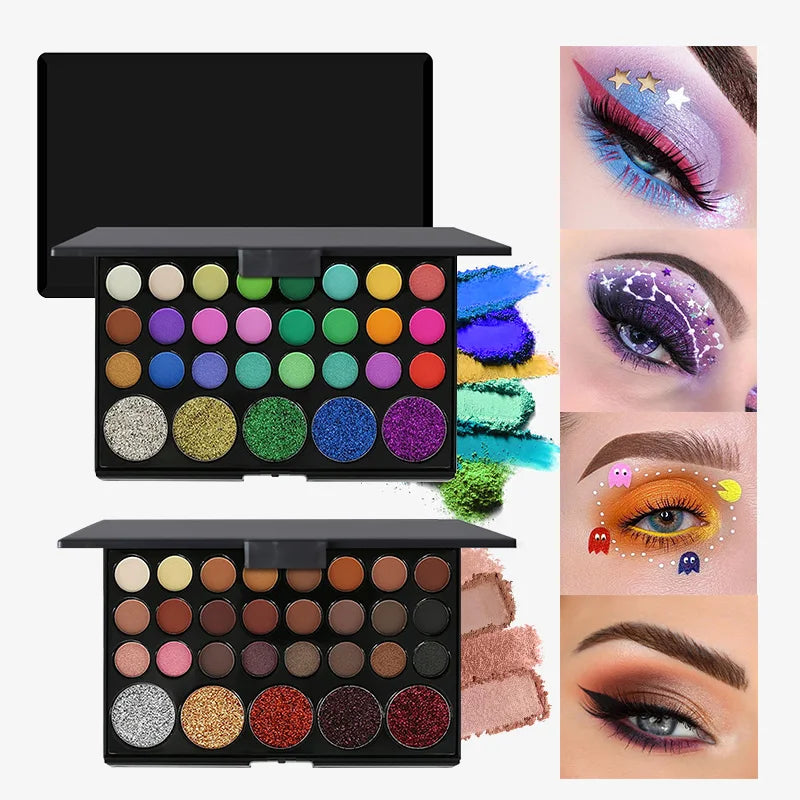 29 Colors Matte Shimmer Eyeshadow Palette Vibrant Neon Nude Glitter Qme
