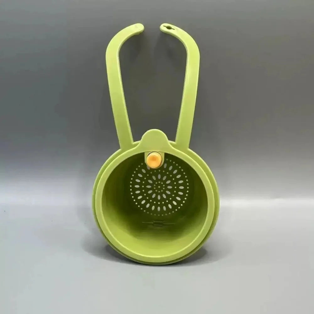 Kitchen Press-Type Drain Basket Food Strainer & Sink Organizer For Wash Fruit Restaurant Bar Buffet Use Hangable Filter Basket Qme green
