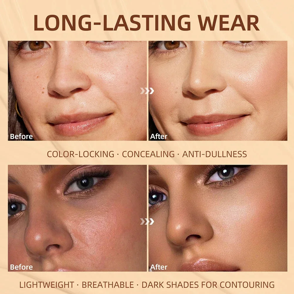 QIBEST Cream Foundation Full Coverage Long Lasting Waterproof Concealer Anti Dark Circle Freckle BB Cream Brighten Makeup Base Qme