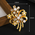 Retro Rhinestone Flower Brooches For Women Unisex 2-color Alloy Plants Party Casual Brooch Pins Gifts Qme Champagne