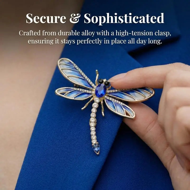 Fashion Alloy Enamel Dragonfly Brooch High-end Versatile Rhinestone Animal Brooch Women's Clothing Corsage Jewelry Accessory Qme