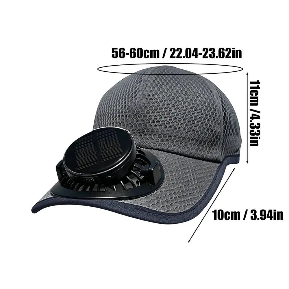 Solar Fan Hats for Men 3-Speed Wide Brim Sun Blocking Headwear 600 MAh Battery USB Charging Solar Powered Hat Fan for Outdoor Qme Dark Grey