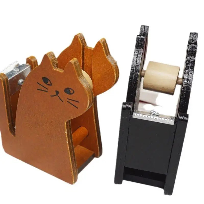 Wooden Tape Cutter Creative Animal Shape Squirrel Whale Design Office Qme