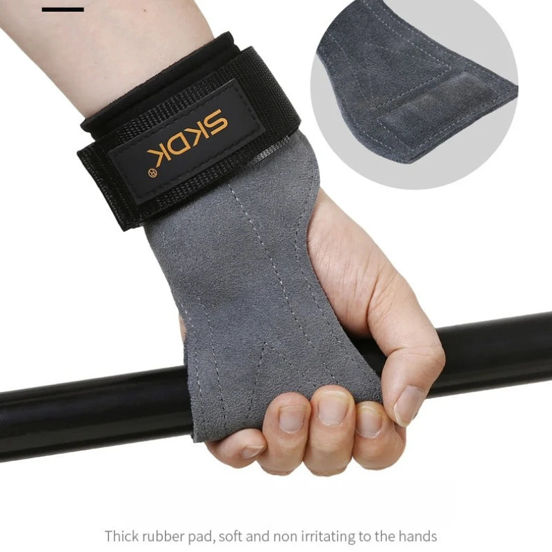 Cowhide Power Training Wrist Guards Palm Support Gym Strength Workout Qme