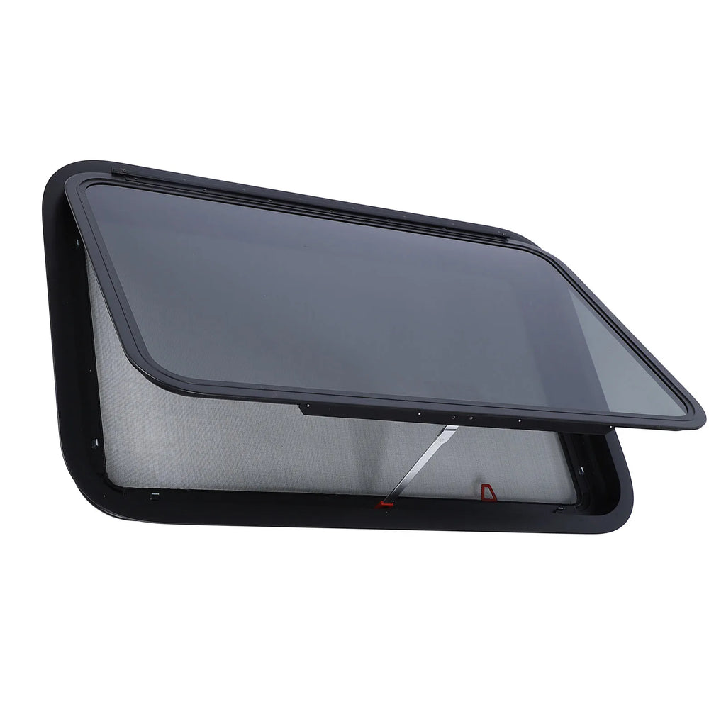 RV Exit Window Rust Proof 914*559mm Increased Privacy UV Tempered Glass with Screen & Trim Kit Pop-Out Egress for Trailer Camper Qme