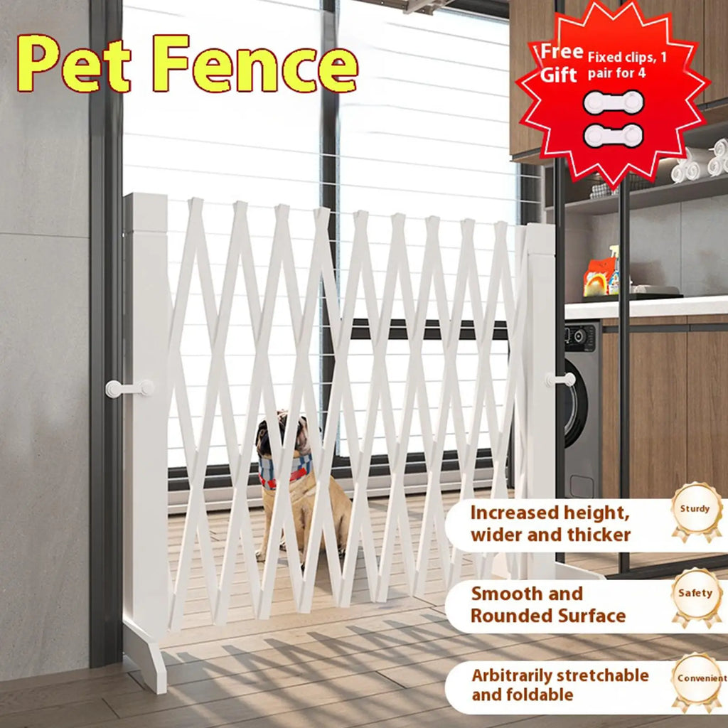 Retractable Dog Gate No-drill Wooden Fence Pet Cat Doorway Garage Qme