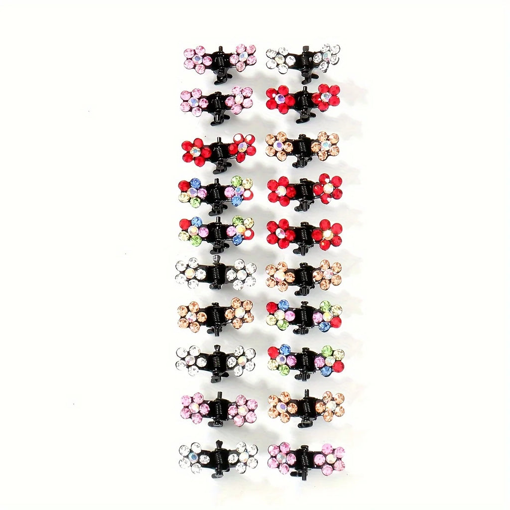 Mini Hair Clips Plum Flower Crystal Design Drill Hair Claw Pins for Women Styling Accessories for Parties Weddings Birthdays Qme