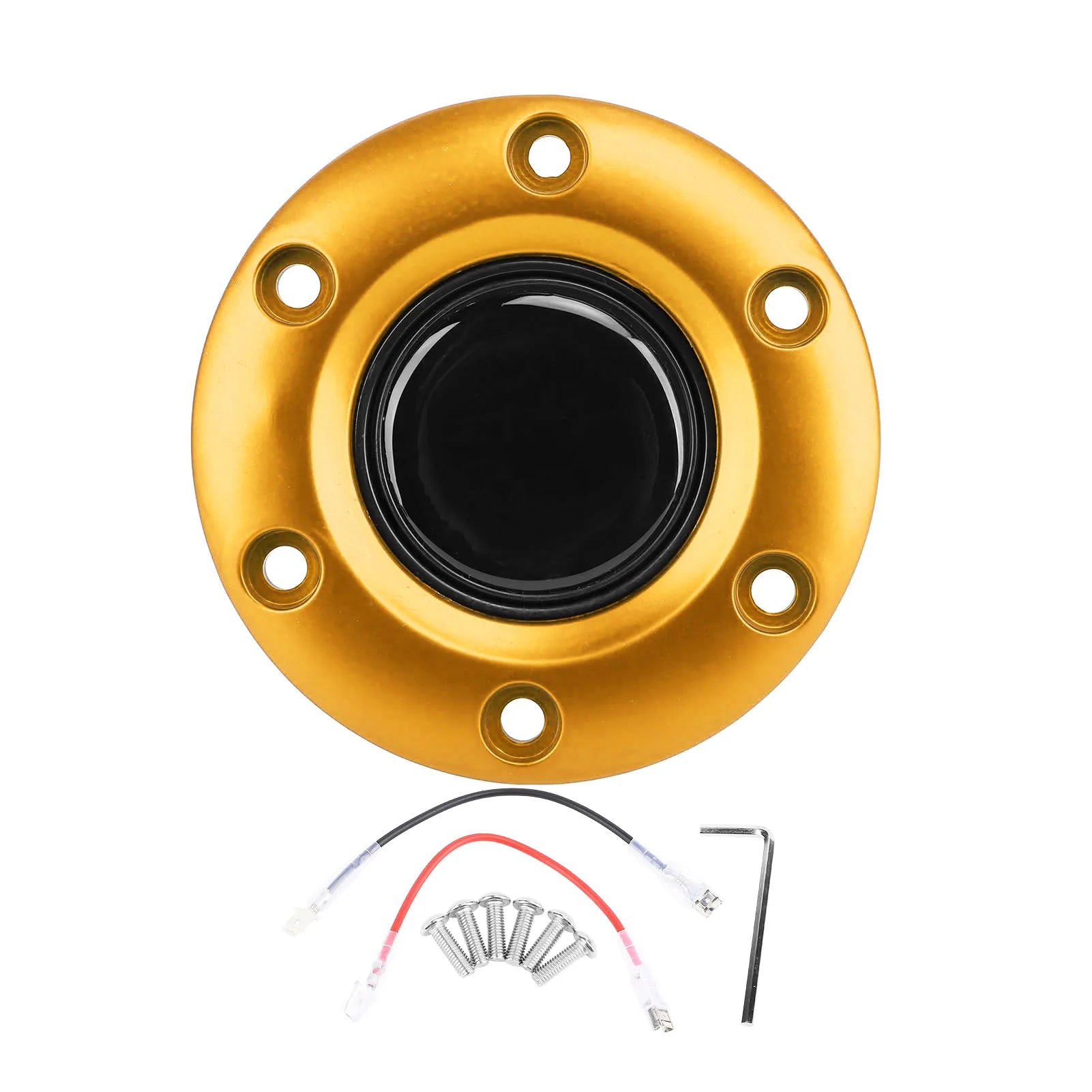 Car Steering Wheel Center Interior Steering Wheel Horn Button for 6 Hole Steering Wheel Steering Wheel Horn Button Qme Gold