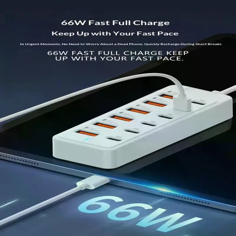 1 Power Strip Multi Port USB Charger Station Wall Desktop Adapter 6 C Qme