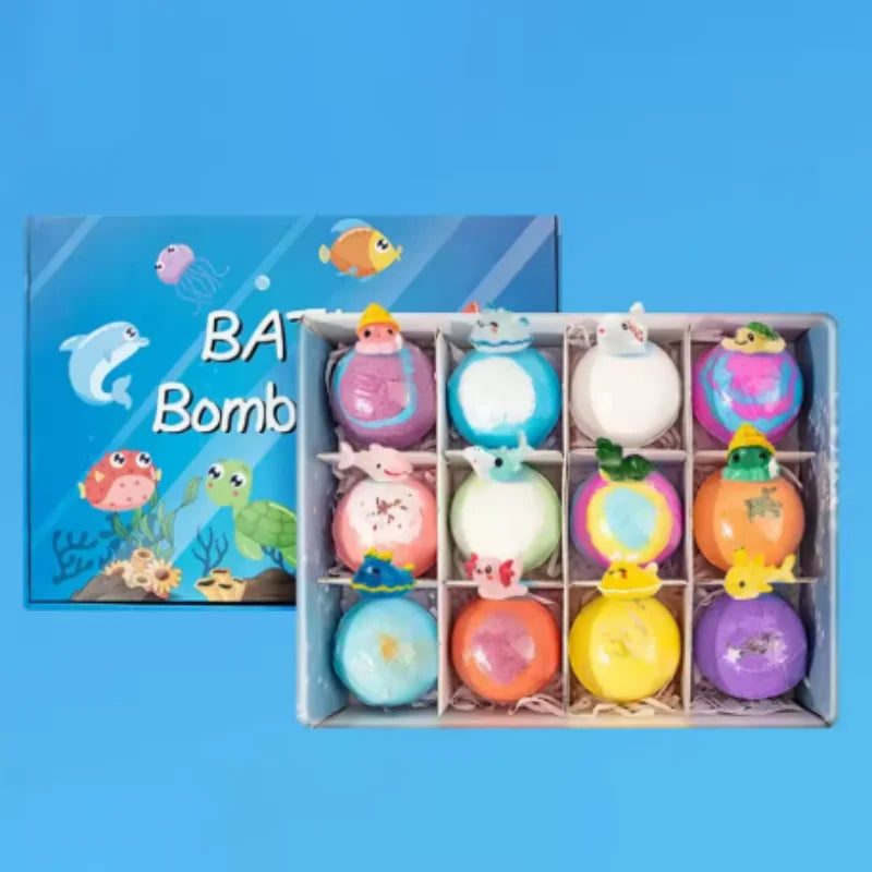 Natural Bath Salt Ball Pack Gift Box Containing Children's Surprise Toys Fun Bathing Moisturizing Anti Drying Bath Bombs Qme