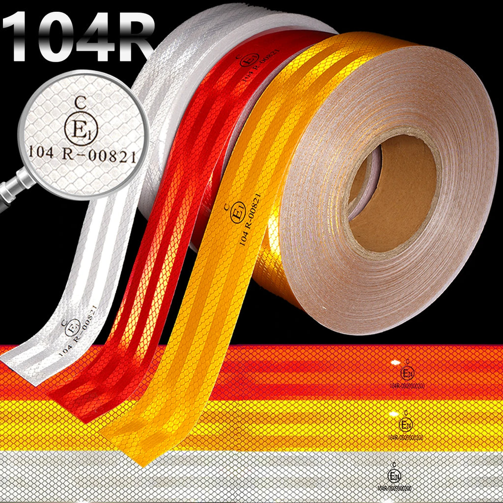 32.8FT 104R Reflective Safety Tape Reflective Tape Sticker Safety Mark Self-adhesive Warning Strip Retro-reflective Sheeting Qme