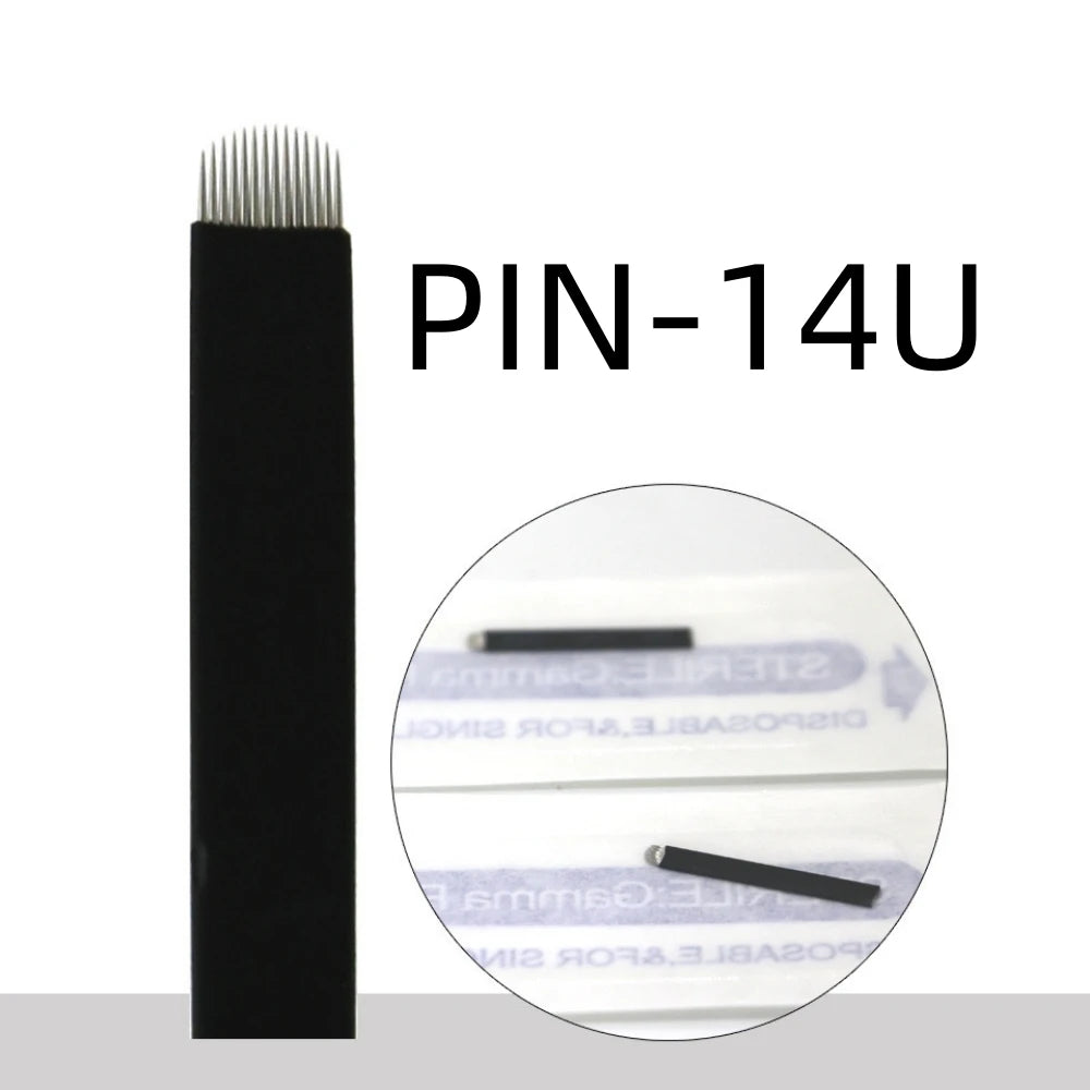 50PCS Black Microblading Needles PMU Tattoo Needles Permanent Makeup Blade 9Pin 12 14 16 U18 Manual Eyebrow Pen Blades Qme 14U Lot Of 50PCS