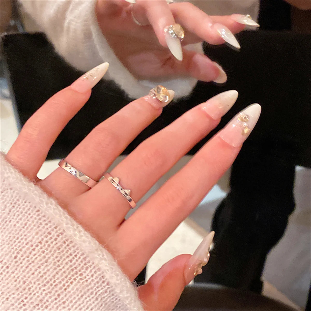 2pcs Cute Animal Dog Cat Rings for Women Men Simple Design Adjustable Cartoon Couple Rings Lovers Girlfriend Wedding Jewelry Qme