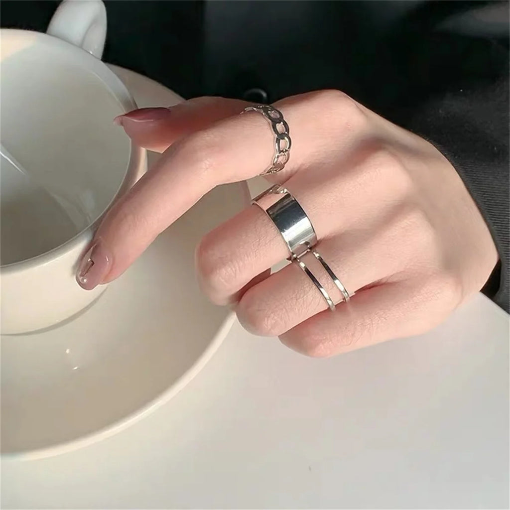 3Pcs Fashionable Punk Style Butterfly Metal Rings Set For Women Parties Festivals Gifts Daily Versatility Jewelry Hip Hop Rings Qme