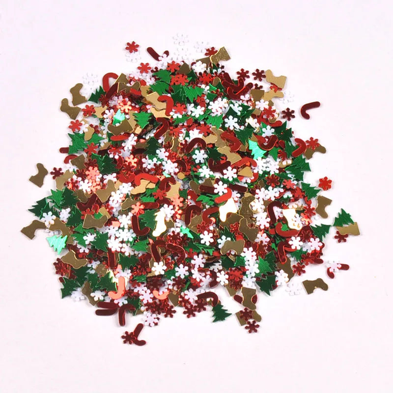 20g 4.5-7.5mm Mini Christmas Tree Sock Snowflakes Confetti Tinfoil PVC Sequins For Xmas Party Table Decoration New Year c3763 Qme