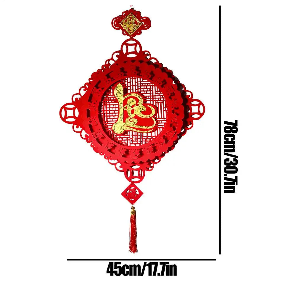 Chinese New Year Decorations 2026 New Year Auspicious Decor Flocking Tree Ornaments Festival Charm for Home Office Car Door Wall Qme Style L