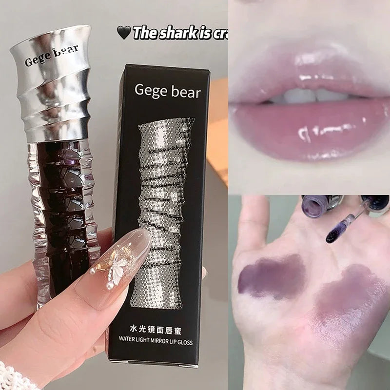 Fashion Shell Lip Gloss Long-lasting Hydrating Jelly Lip Oil Waterproof Non-fading Mirror Shimmer Blue Almond Lip Gloss Cosmetic Qme