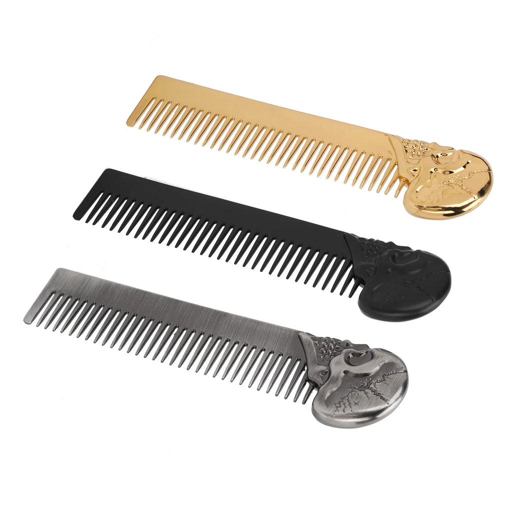 Hair Combs Beard Comb Beard Comb Zinc Alloy Skull Pattern Hair Styling Mustache Shaping Oil Hair Comb Comb Qme